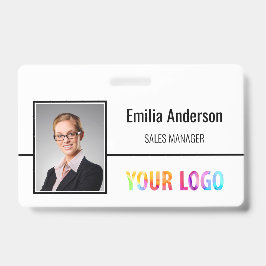Aangepaste zakelijke Logo Barcode Werknemer Foto Badge