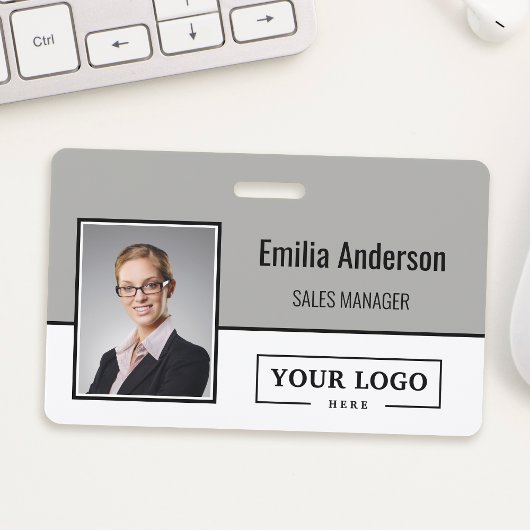 Aangepaste zakelijke Logo Barcode Werknemer Foto Badge