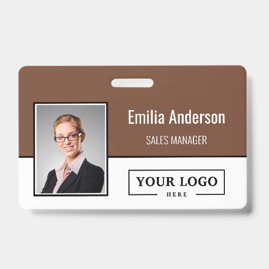 Aangepaste zakelijke Logo Barcode Werknemer Foto Badge (Front)