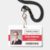 Aangepaste zakelijke Logo Barcode Werknemer Foto Badge (Front with Lanyard)