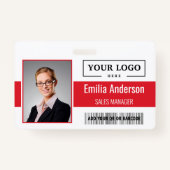 Aangepaste zakelijke Logo Barcode Werknemer Foto Badge (Voorkant)