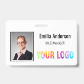 Aangepaste zakelijke Logo Barcode Werknemer Foto Badge (Front)