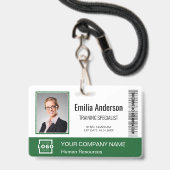 Aangepaste zakelijke logo barcodemedewerkersfoto g badge (Voorzijde met lanyard)
