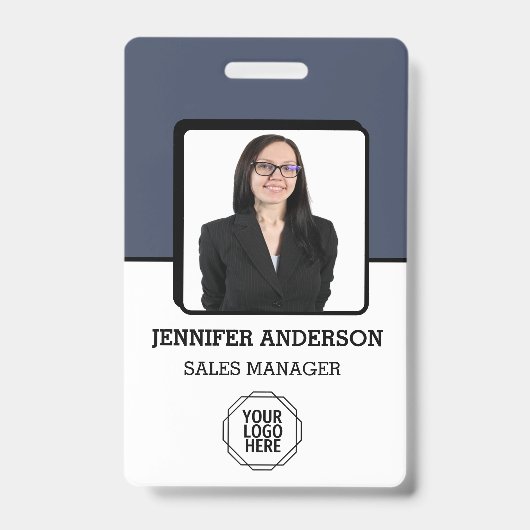 Aangepaste zakelijke Logo Basic Barcode Werknemer  Badge (Voorzijde)