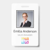 Aangepaste zakelijke Logo Basic Barcode Werknemer  Badge (Front)