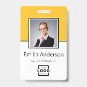 Aangepaste zakelijke Logo Basic Barcode Werknemer  Badge (Front)