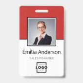 Aangepaste zakelijke Logo Basic Barcode Werknemer  Badge (Front)