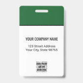 Aangepaste zakelijke Logo Basic Barcode Werknemer  Badge (Back)
