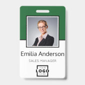 Aangepaste zakelijke Logo Basic Barcode Werknemer  Badge (Front)