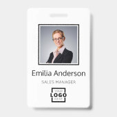 Aangepaste zakelijke Logo Basic Barcode Werknemer  Badge (Front)