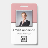 Aangepaste zakelijke Logo Basic Barcode Werknemer  Badge (Front)