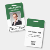 Aangepaste zakelijke Logo Basic Employee Foto Gree Badge (Front & Back)