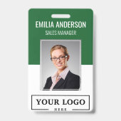 Aangepaste zakelijke Logo Basic Employee Foto Gree Badge (Front)
