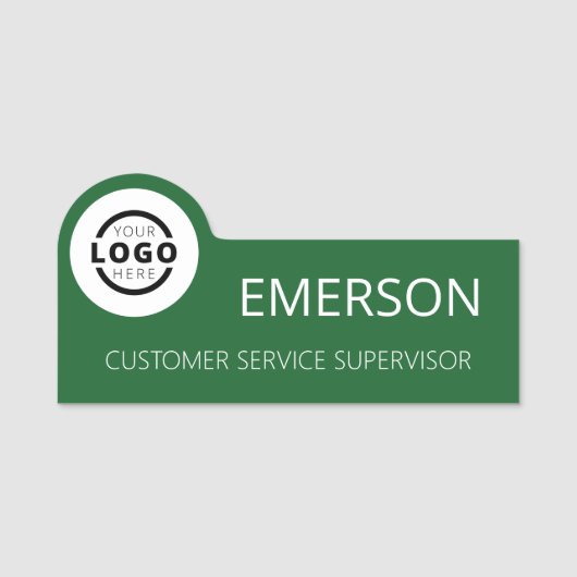 Aangepaste zakelijke Logo Basic Employee Green Nam Naamplaatje (Voorkant)