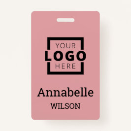 Aangepaste zakelijke Logo Basic Employee Name Roze Badge