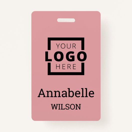 Aangepaste zakelijke Logo Basic Employee Name Roze Badge (Voorkant)