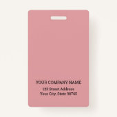 Aangepaste zakelijke Logo Basic Employee Name Roze Badge (Achterkant)