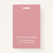 Aangepaste zakelijke Logo Basic Employee Name Roze Badge (Achterkant)