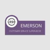 Aangepaste zakelijke Logo Basic Employee Paars Nam Naamplaatje (Voorkant)