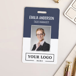 Aangepaste zakelijke Logo Basic Employee Photo Blu Badge