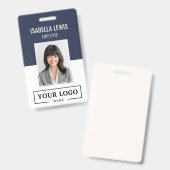 Aangepaste zakelijke Logo Basic Employee Photo Blu Badge (Voor- en achterkant)