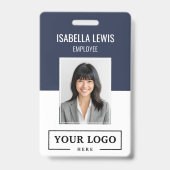 Aangepaste zakelijke Logo Basic Employee Photo Blu Badge (Voorzijde)