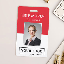 Aangepaste zakelijke Logo Basic Employee Photo Red Badge