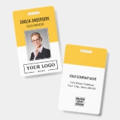 Aangepaste zakelijke Logo Basic Employee Photo Yel Badge (Front & Back)