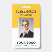 Aangepaste zakelijke Logo Basic Employee Photo Yel Badge (Front)