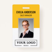 Aangepaste zakelijke Logo Basic Employee Photo Yel Badge (Voorkant)