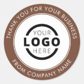 Aangepaste zakelijke Logo - Bedankt bruin Ronde Sticker (Voorkant)
