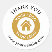 Aangepaste zakelijke Logo Bedankt Website Ronde Sticker (Voorkant)