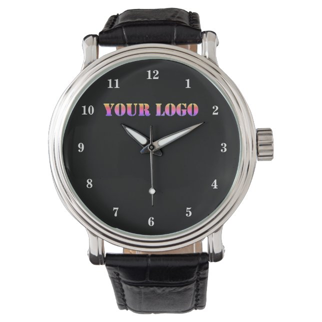 Aangepaste zakelijke Logo bedrijf Aangepast Modern Horloge (Voorkant)