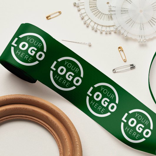 Aangepaste zakelijke Logo - Bedrijfscadeau - groen Satijnen Lint