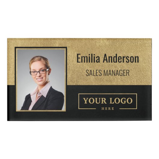 Aangepaste zakelijke Logo bedrijfsmedewerker foto Naambadge (Voorkant)