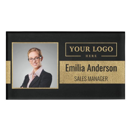 Aangepaste zakelijke Logo bedrijfsmedewerker foto Naambadge (Voorkant)