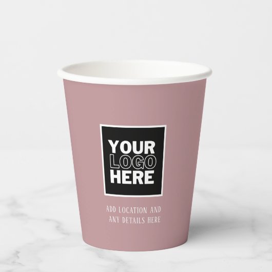 Aangepaste zakelijke Logo Blush roze papieren beke Papieren Bekers (Voorkant)