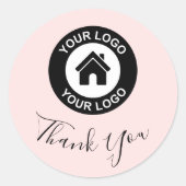 Aangepaste zakelijke Logo Dank u voor uw zwarte ro Ronde Sticker (Voorkant)