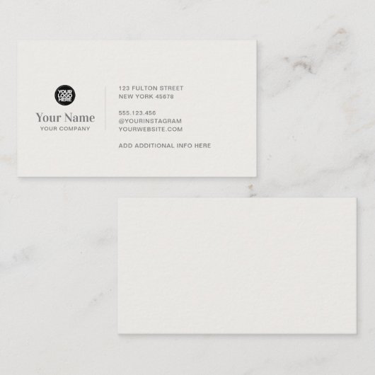 Aangepaste zakelijke logo eenvoudige moderne minim visitekaartje (Voorkant / Achterkant)