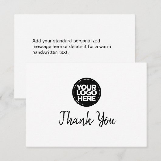 Aangepaste zakelijke Logo en bericht Dank je wel Kaart (Voorkant / Achterkant)