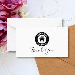 Aangepaste zakelijke Logo en bericht Dank je wel Notitiekaartje