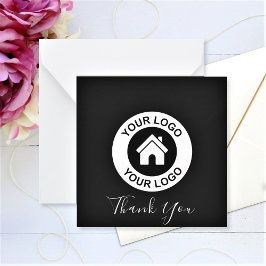 Aangepaste zakelijke Logo en bericht Dank je wel Notitiekaartje