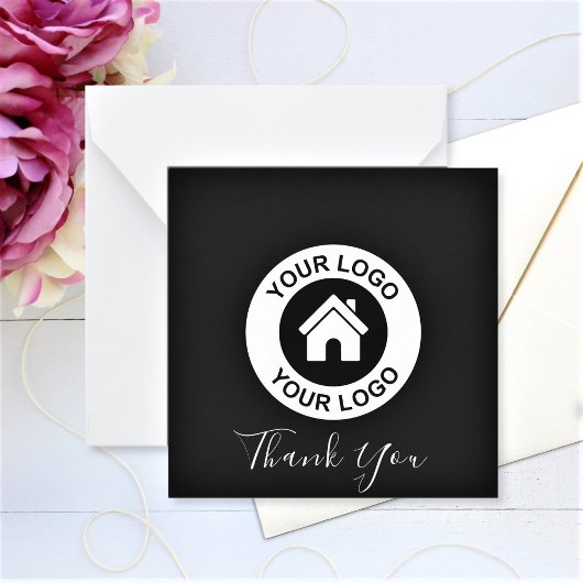 Aangepaste zakelijke Logo en bericht Dank je wel Notitiekaartje