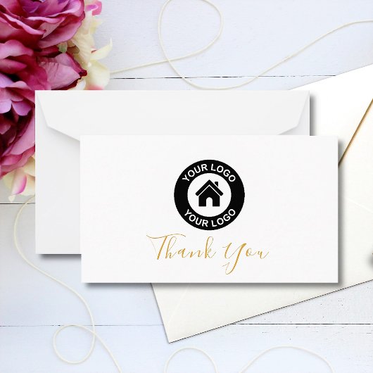 Aangepaste zakelijke Logo en bericht Dank je wel Notitiekaartje