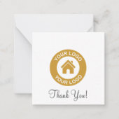 Aangepaste zakelijke Logo en bericht Dank je wel Notitiekaartje (Voorkant)