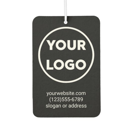 Aangepaste zakelijke Logo en contactgegevens op zw Luchtverfrisser (Voorkant)