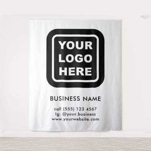 Aangepaste zakelijke logo en kleur achtergrond wan wandkleed (Voorkant)