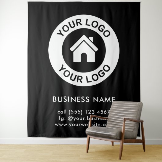 Aangepaste zakelijke Logo en kleurenachtergrond Wandkleed (In situ)