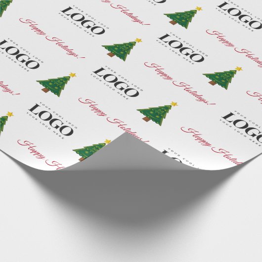 Aangepaste zakelijke Logo en Prettige feestdagen Cadeaupapier (Hoek)