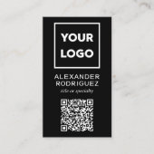 Aangepaste zakelijke Logo en QR-code Modern Black Visitekaartje (Voorkant)